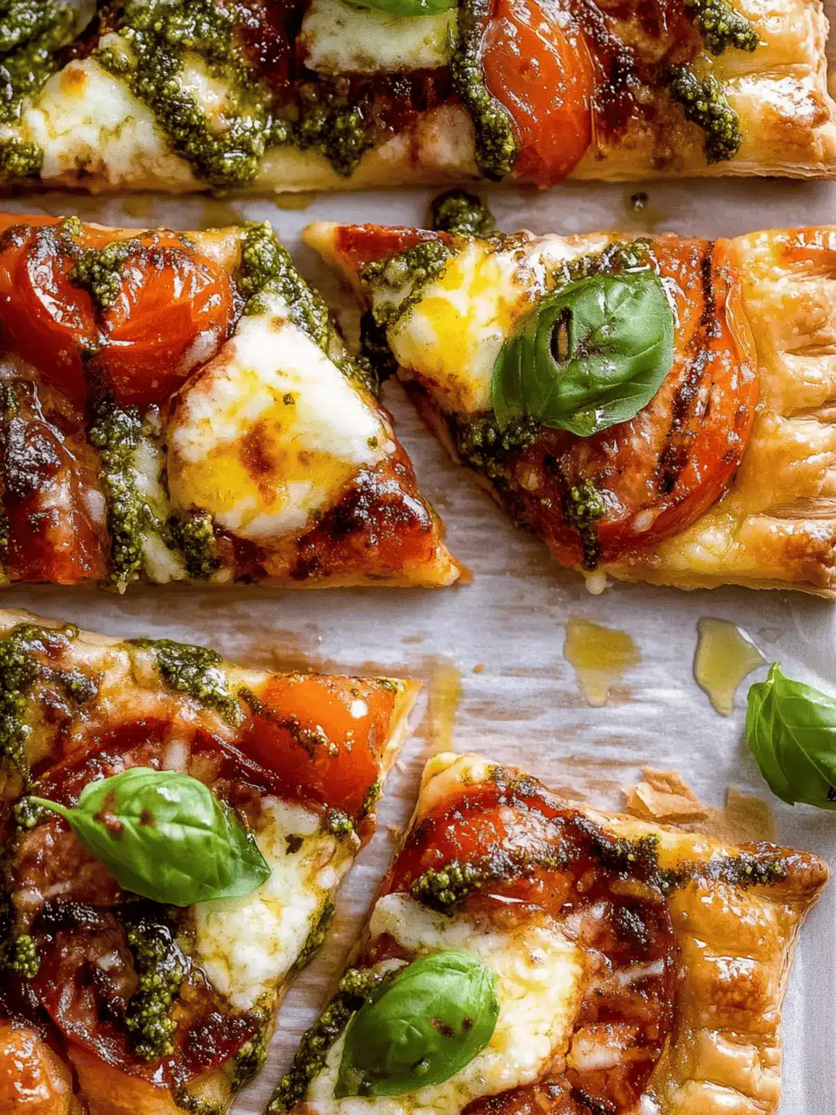 Pesto Caprese Puff Pastry Pizza