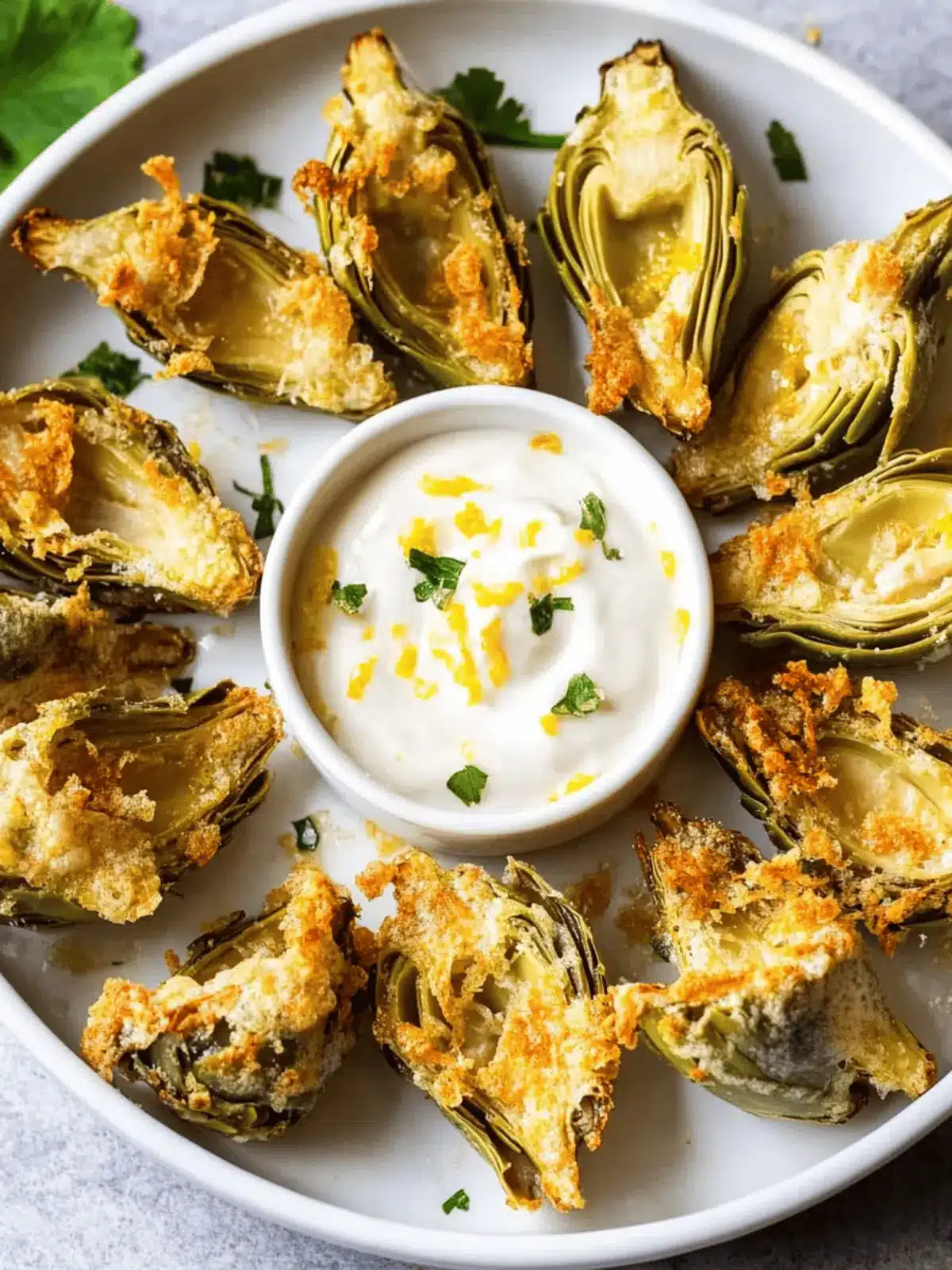 Crispy Roasted Artichoke Hearts with Parmesan and Lemon Mayo