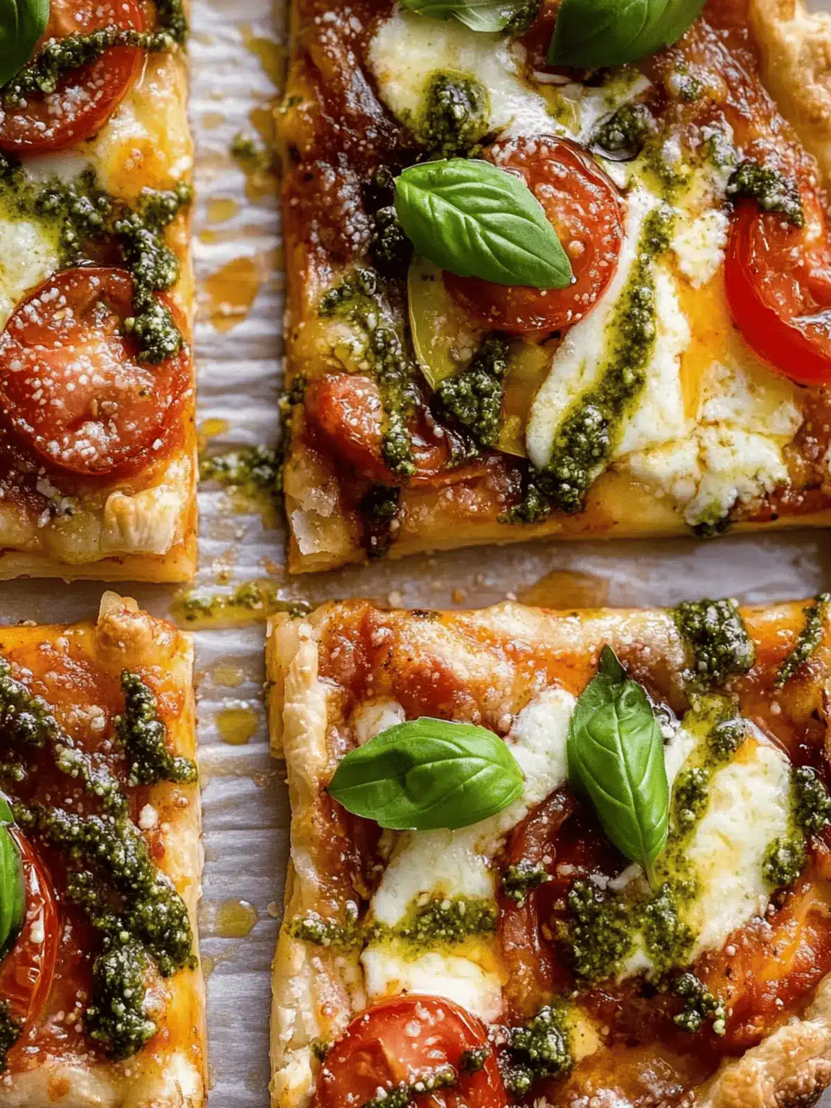Pesto Caprese Puff Pastry Pizza