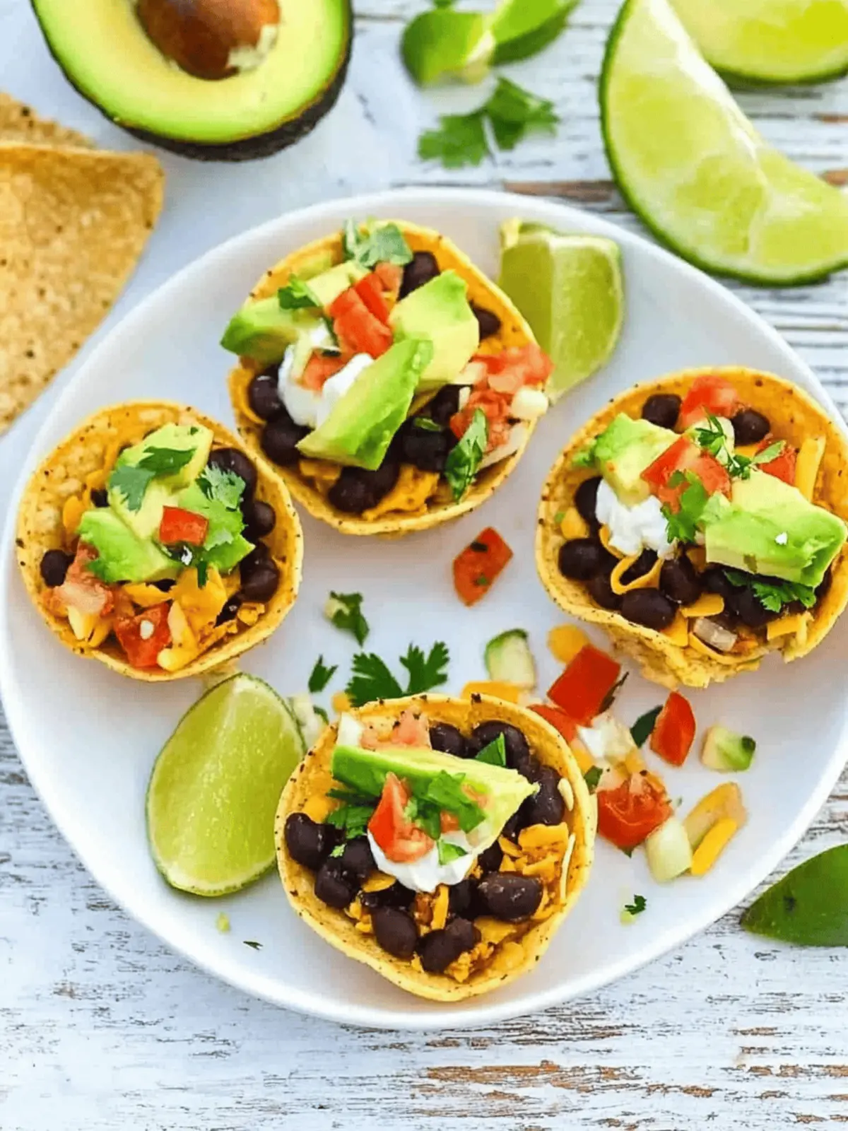 Taco Cups with Black Beans and Avocado
