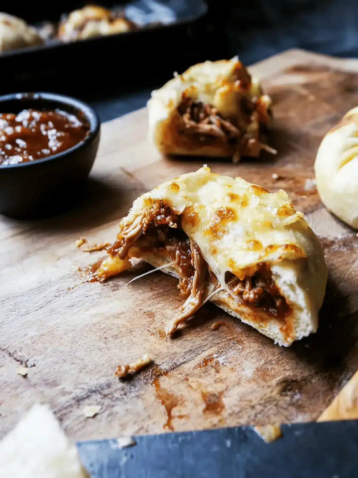 Cheesy BBQ Pulled Pork Pizza Rolls