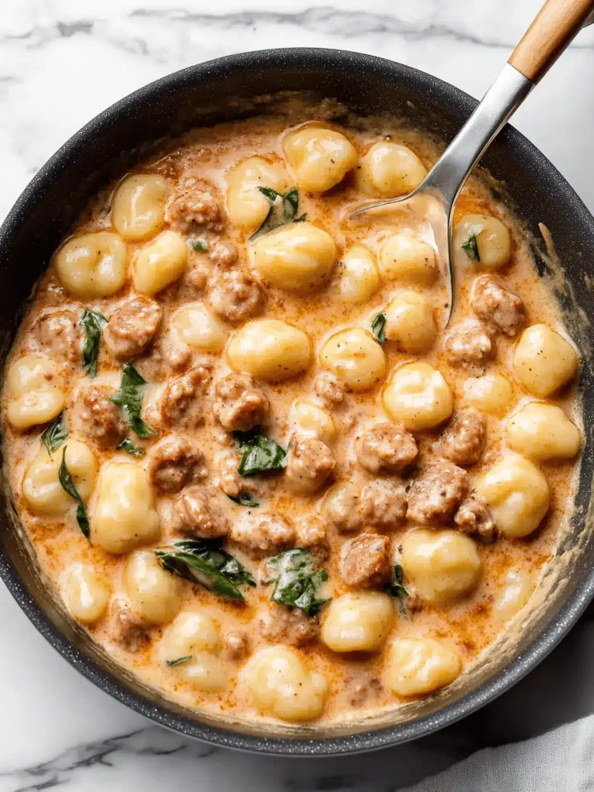 One Pan Creamy Gnocchi with Sausage