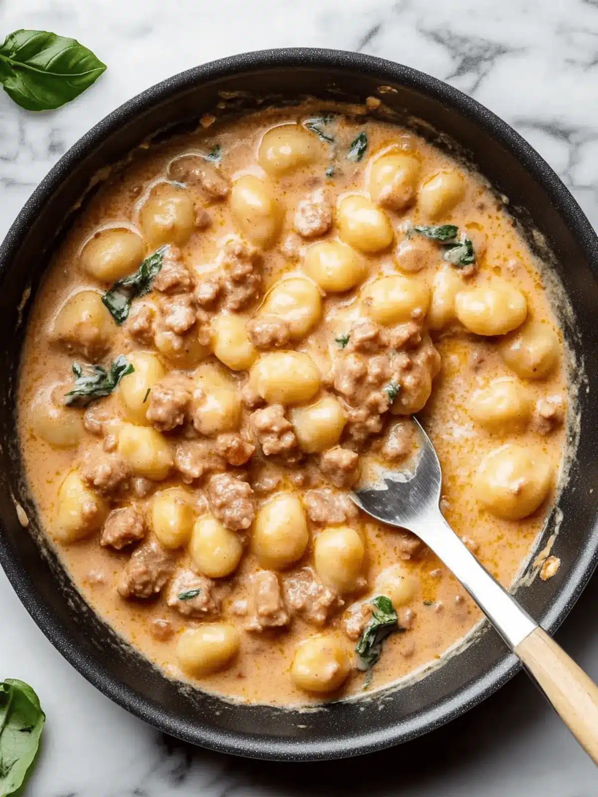 One Pan Creamy Gnocchi with Sausage