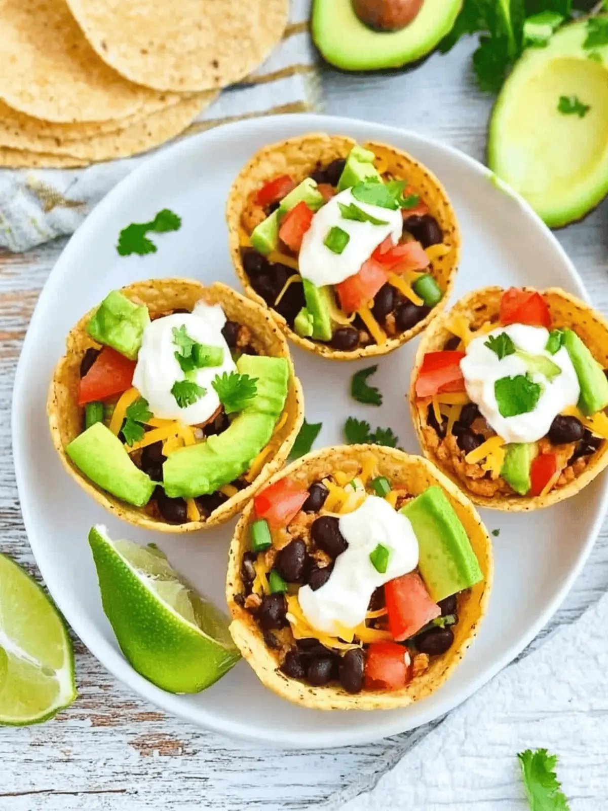 Taco Cups with Black Beans and Avocado