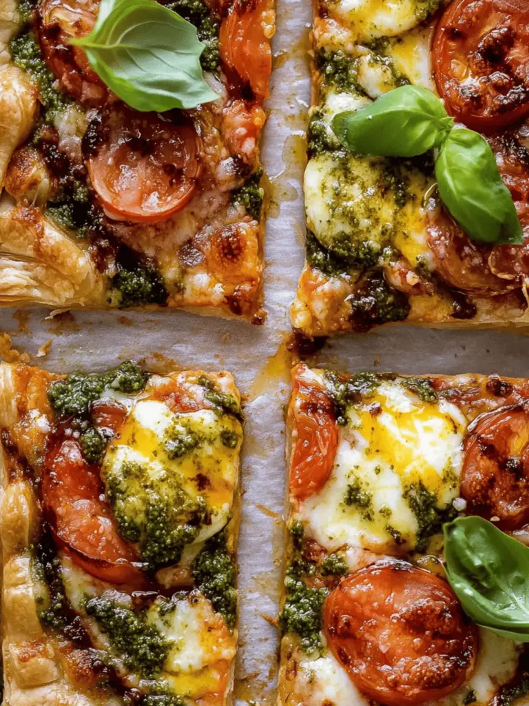 Pesto Caprese Puff Pastry Pizza