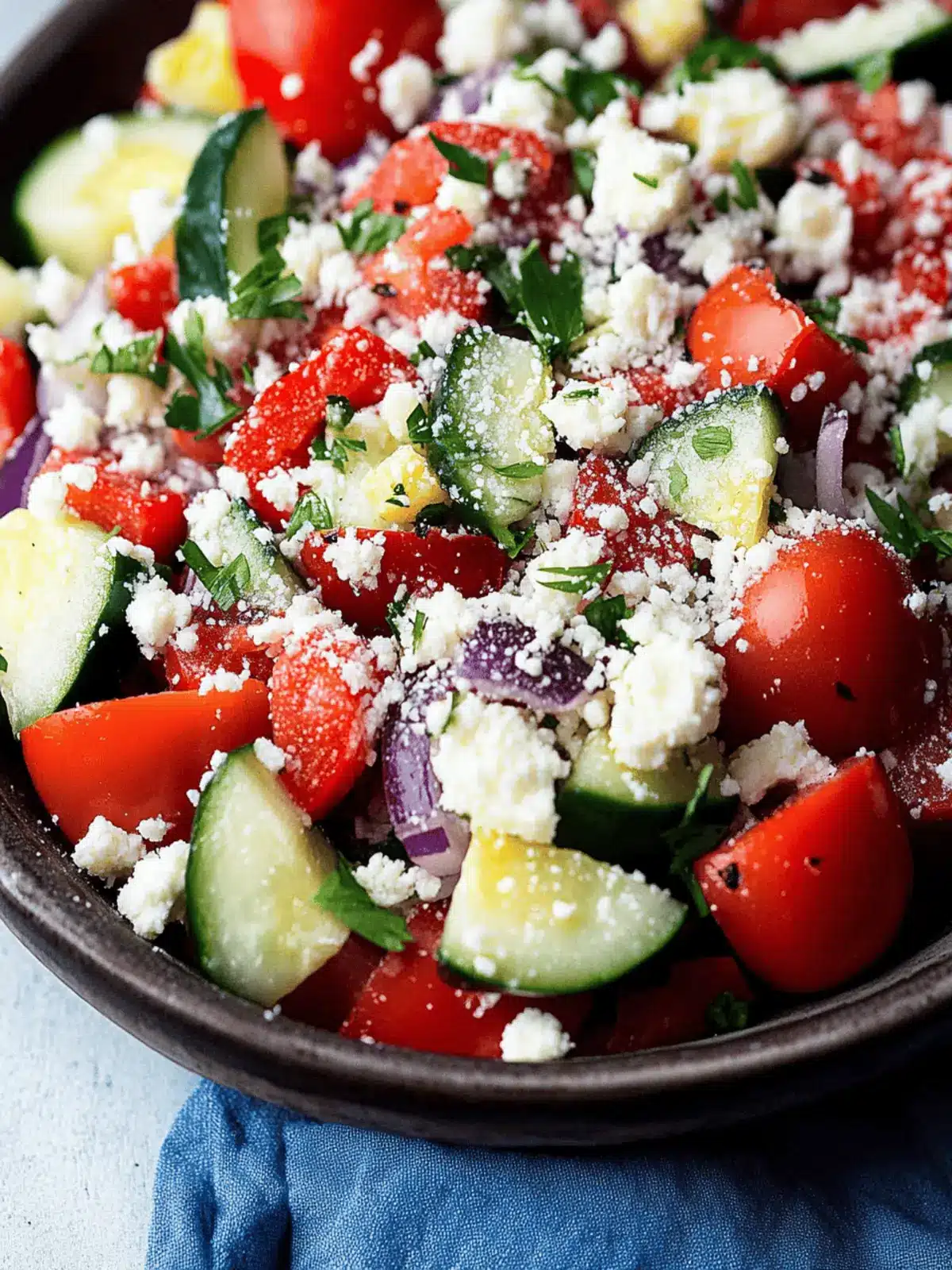 Create a Fresh Shopska Salad with Roasted Peppers and Tomatoes 2 Shopska Salad (Bulgarian Roast Pepper and Tomato Salad)