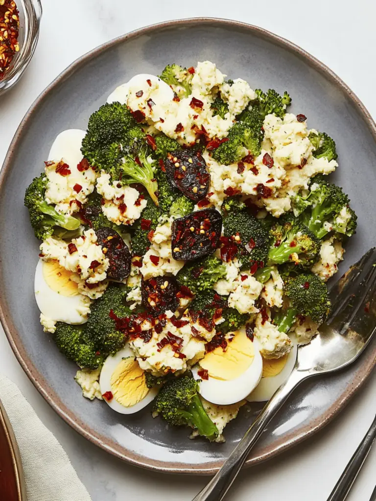 Egg Salad With Grilled Broccoli and Chili Crisp