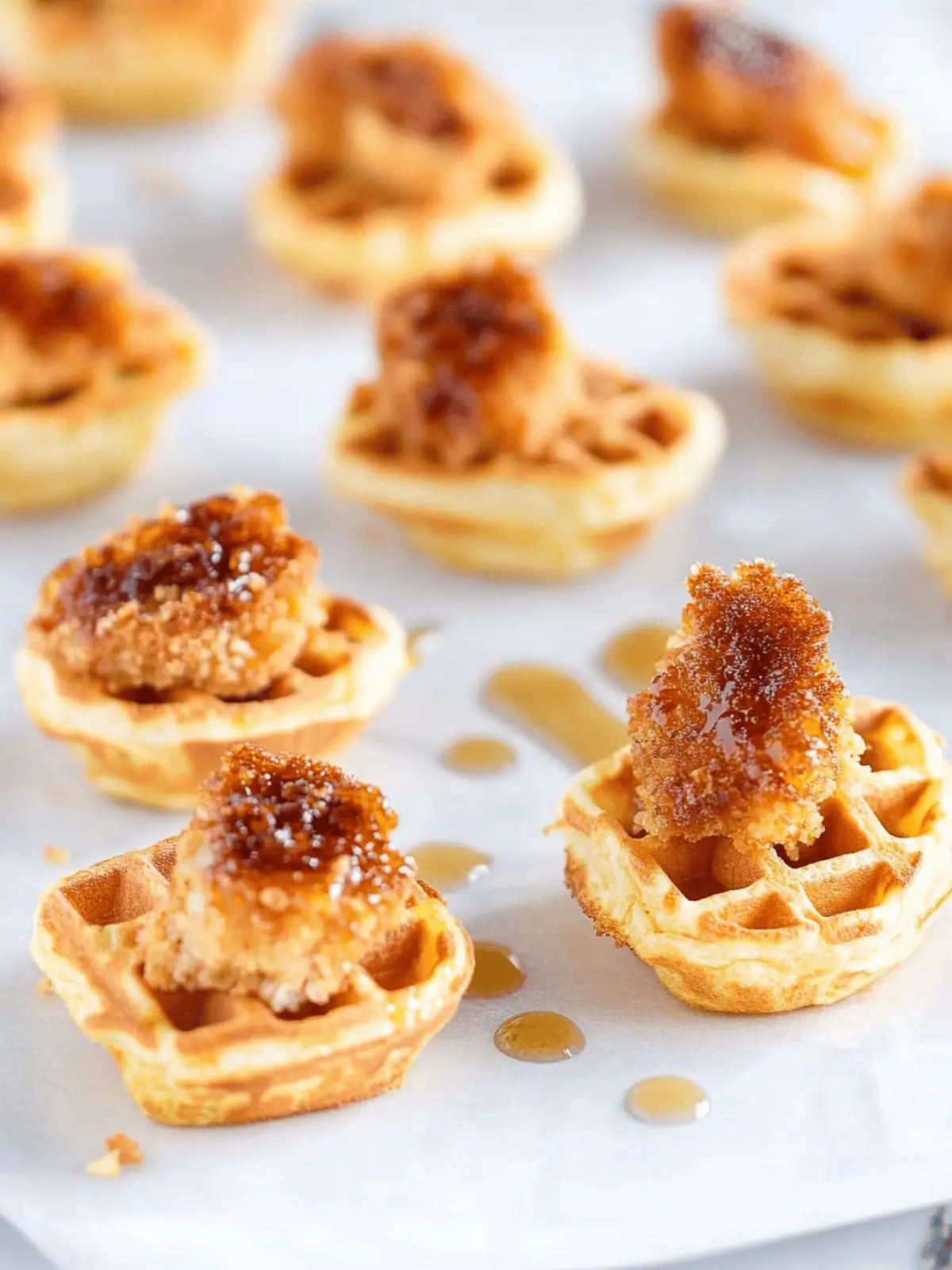 Chicken and Waffle Bites with Maple Syrup Drizzle