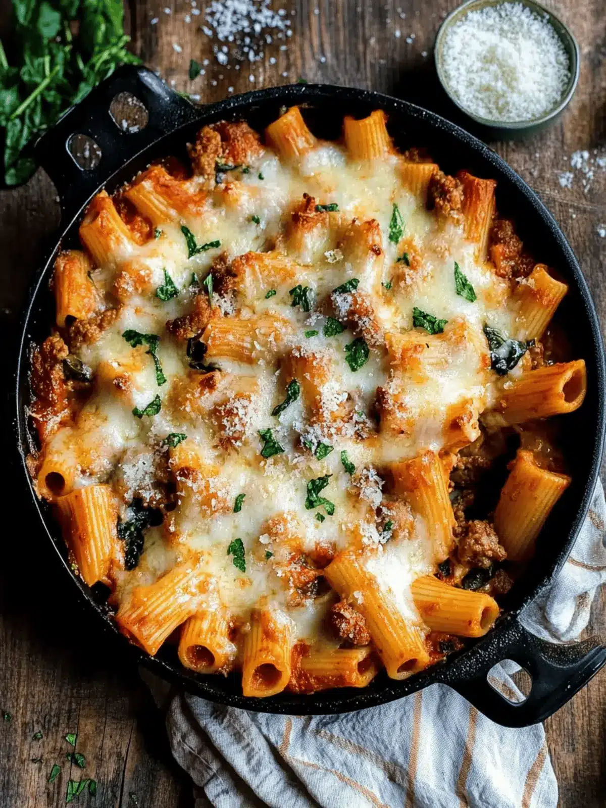 Cheesy Baked Rigatoni with Italian Sausage & Spinach Magic 4 Cheesy Baked Rigatoni with Italian Sausage & Spinach