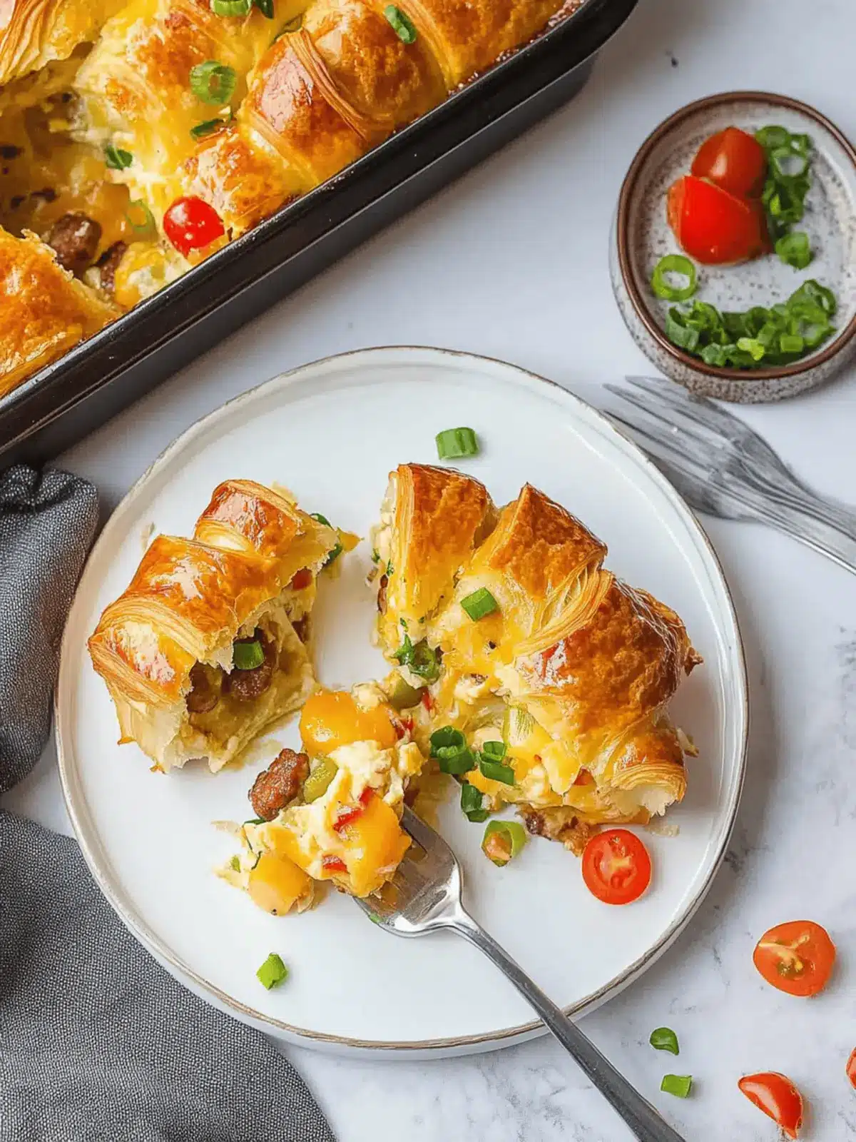 Croissant Breakfast Casserole with Sausage