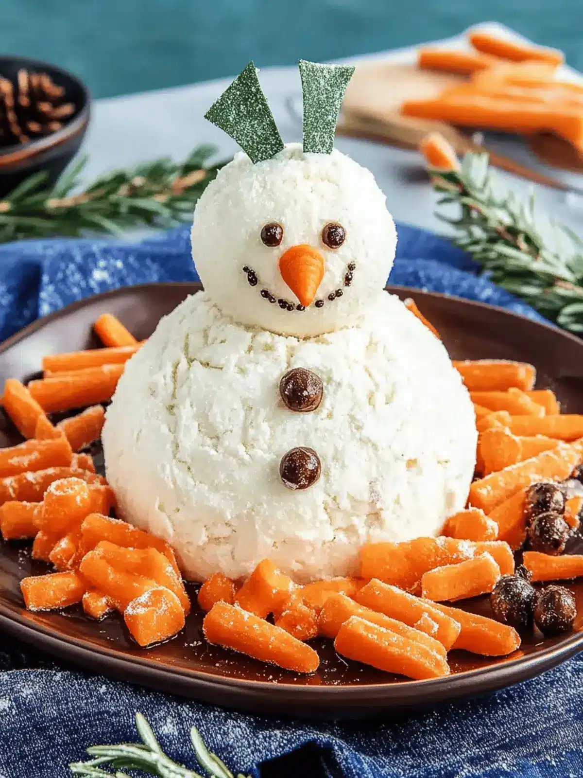 Creative Snowman Cheese Ball for Festive Gatherings 4 Snowman Cheese Ball