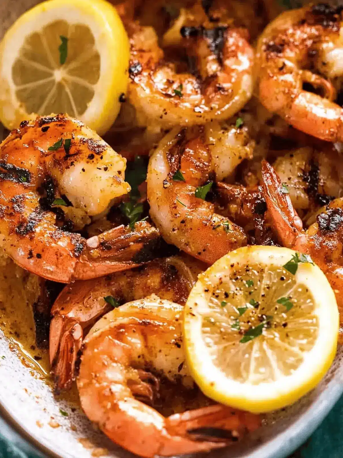 Crispy Grilled Shrimp (Prawns) with Lemon Garlic Butter