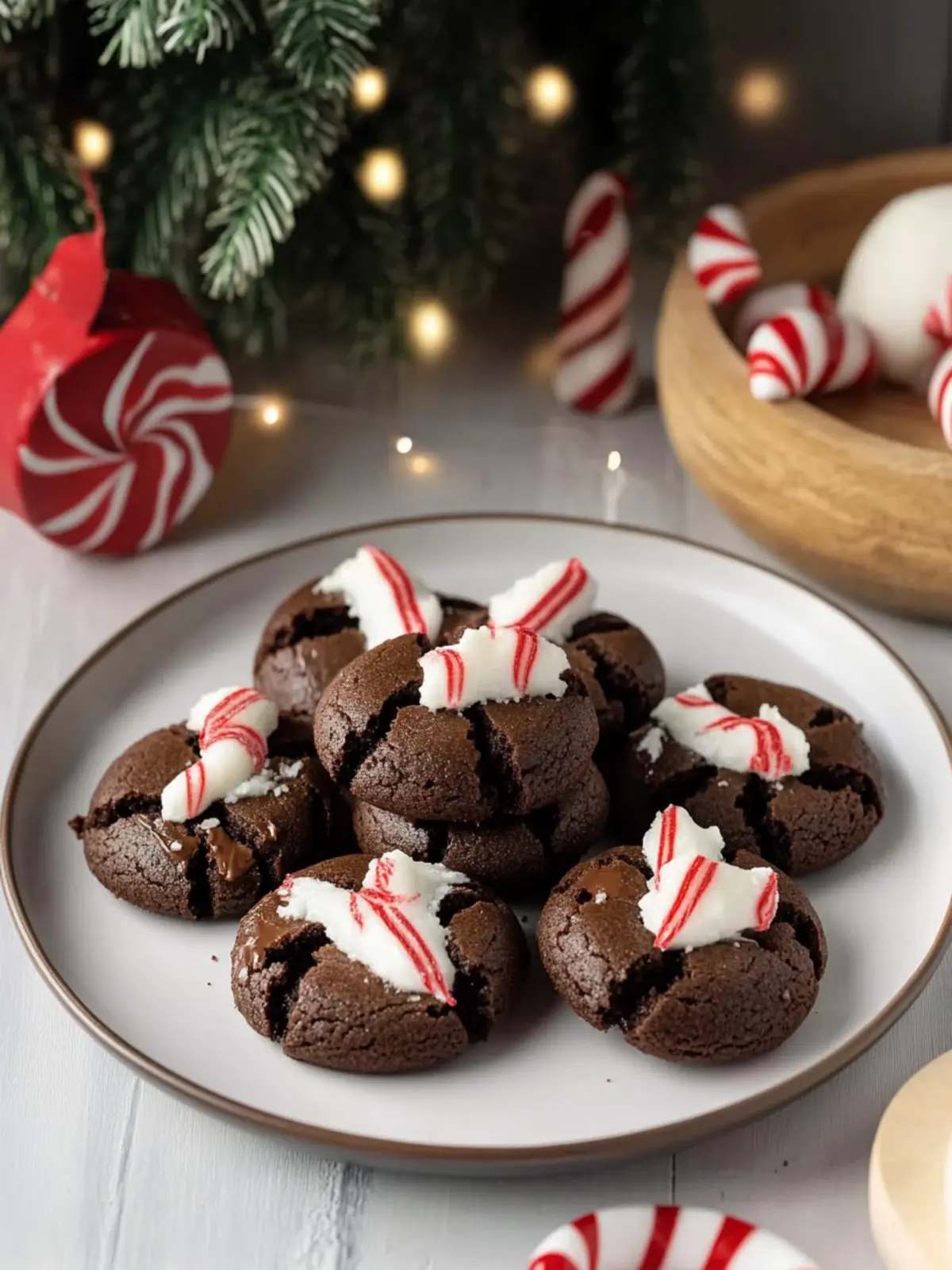 Chocolate Peppermint Blossoms Cookies