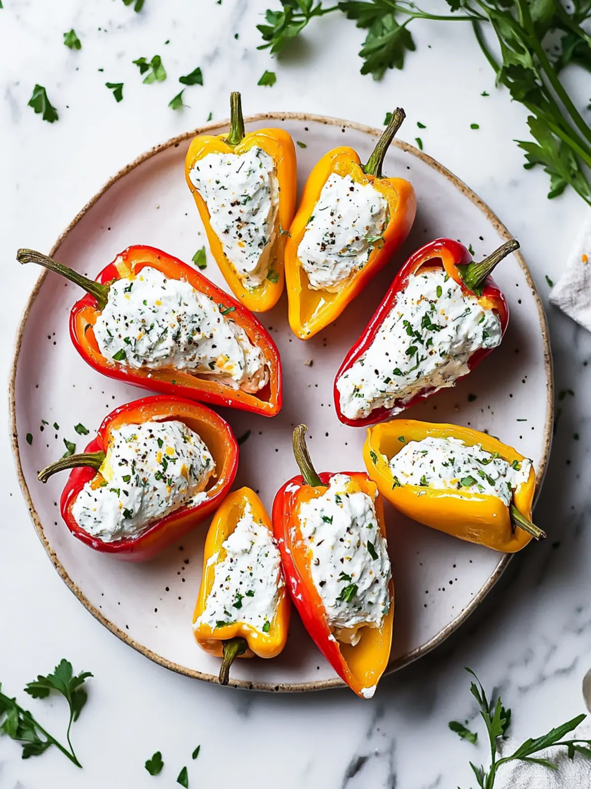 Everything Cream Cheese Stuffed Mini Peppers