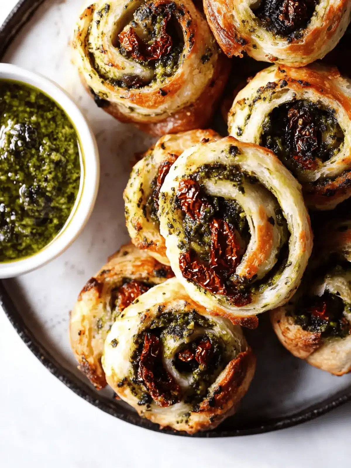 Pesto Pinwheels with Sun-dried Tomatoes