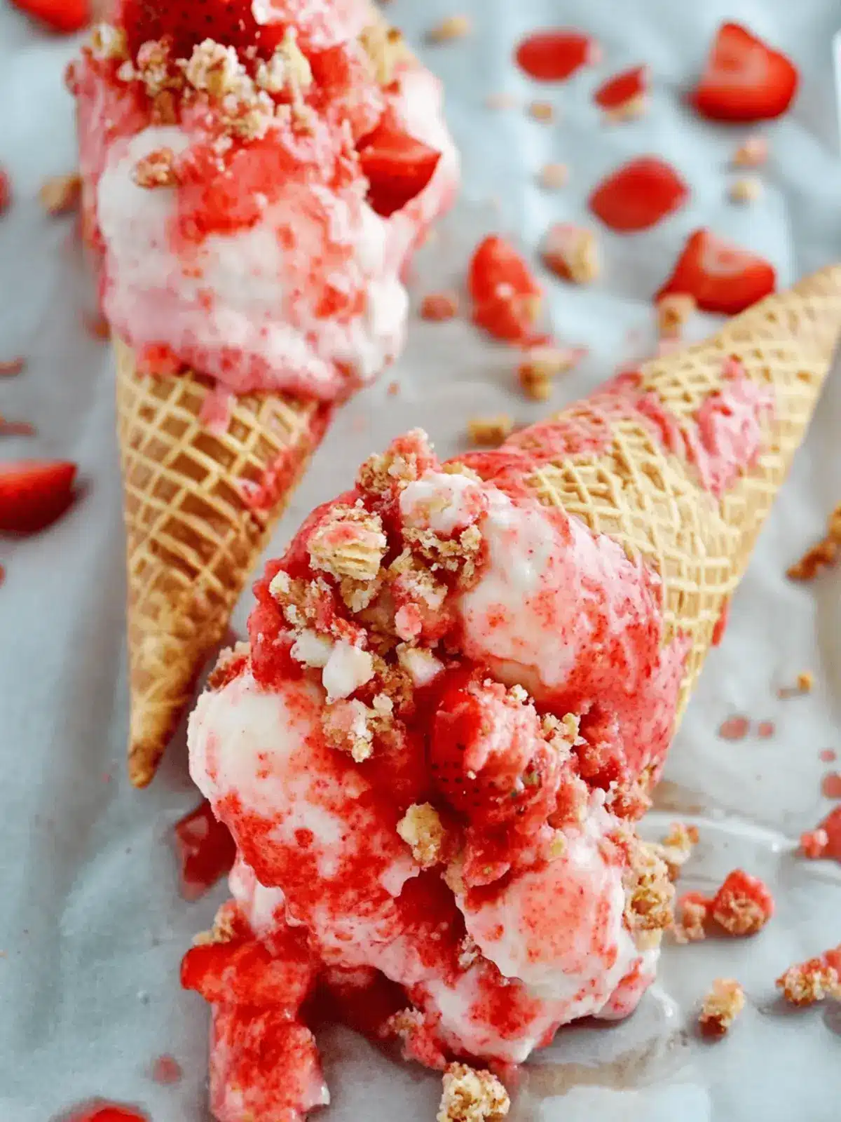 Delicious Strawberry Crunch Cheesecake Cones You’ll Adore 4 Strawberry Crunch Cheesecake Cones