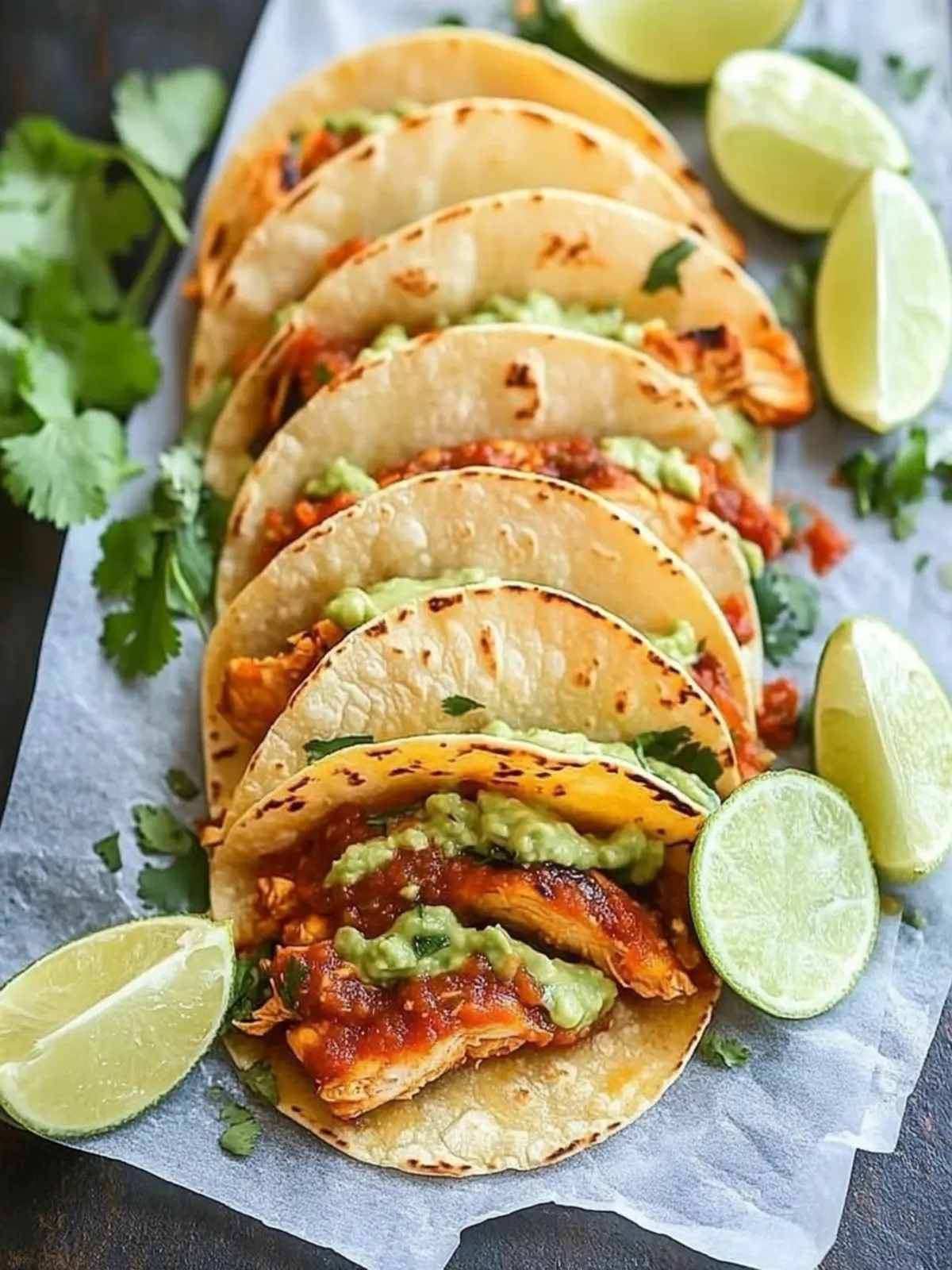 Flavor-Packed Chicken Tacos with Avocado Tomatillo Sauce 4 Chicken Tacos with Avocado Tomatillo Sauce