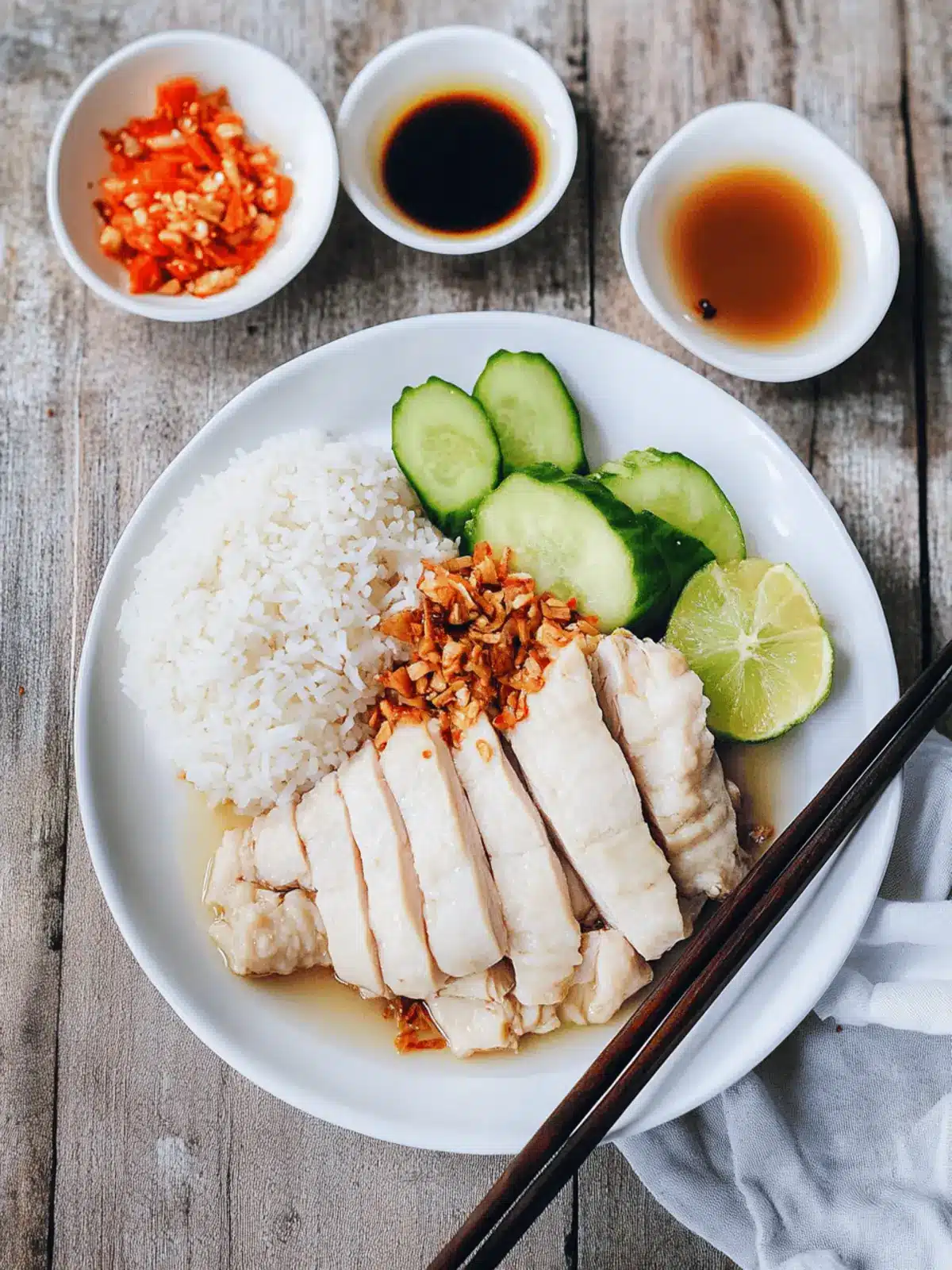 Irresistible Hainan Chicken Rice with Flavorful Sauces 4 Hainan Chicken Rice