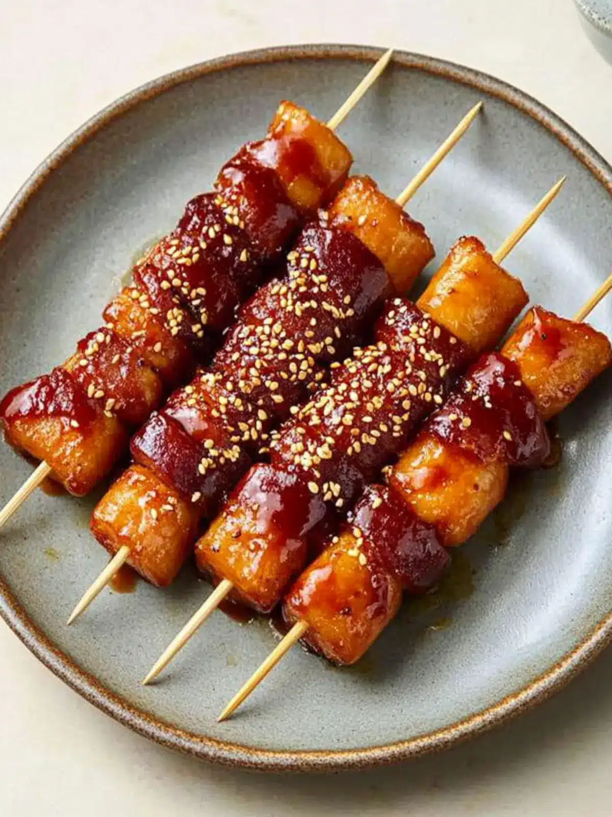 Korean Rice Cake and Sausage Skewer