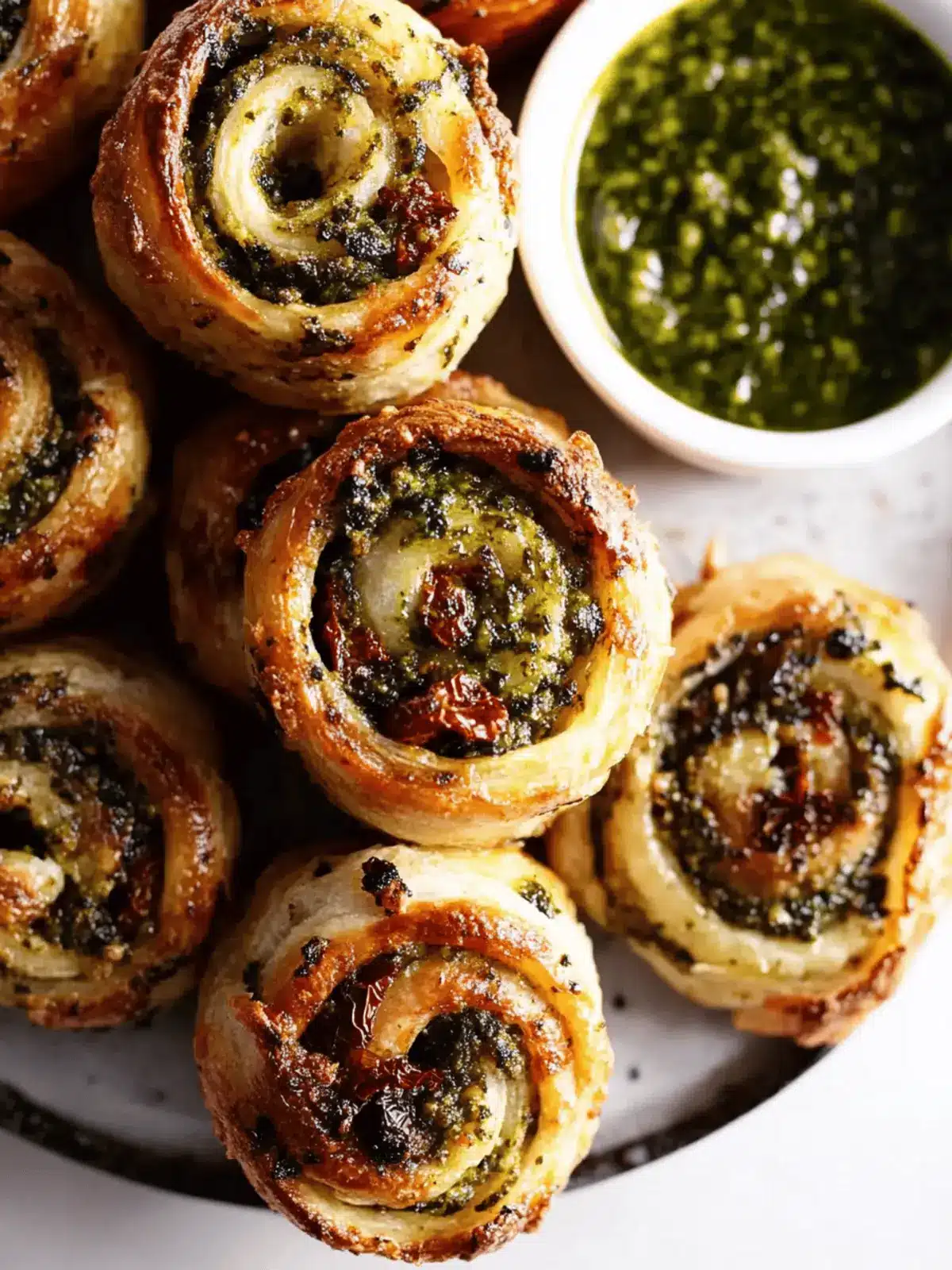 Pesto Pinwheels with Sun-dried Tomatoes