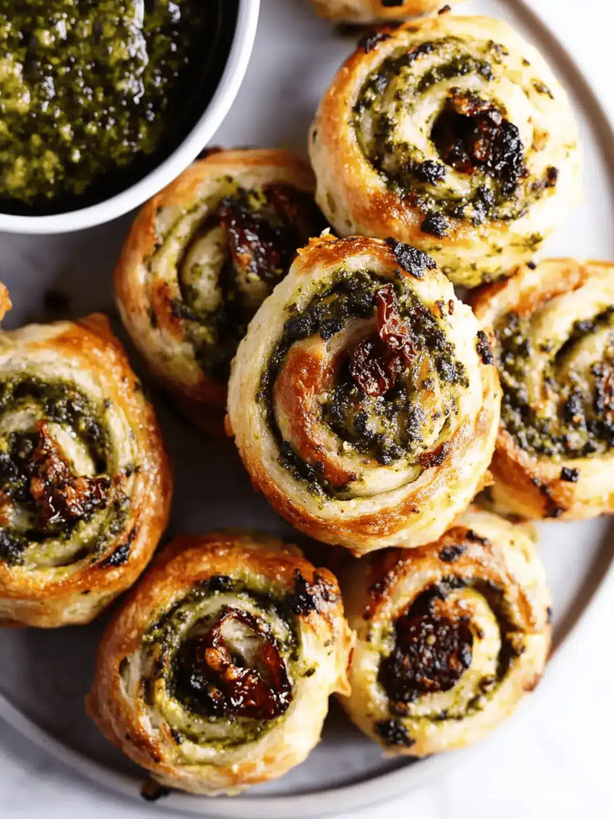 Pesto Pinwheels with Sun-dried Tomatoes