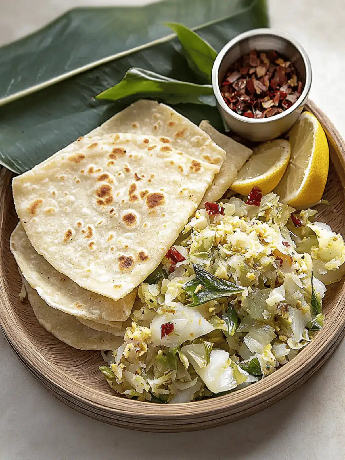 Chapati with Stir Fried Coconut Cabbage