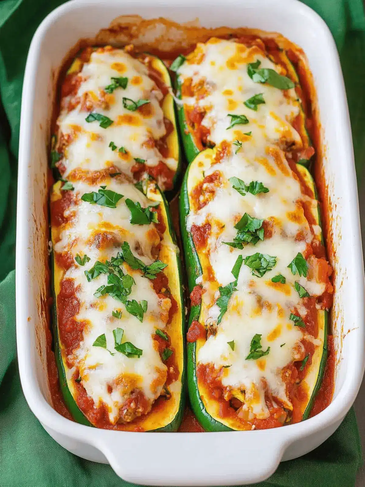 Lasagna Stuffed Zucchini Boats