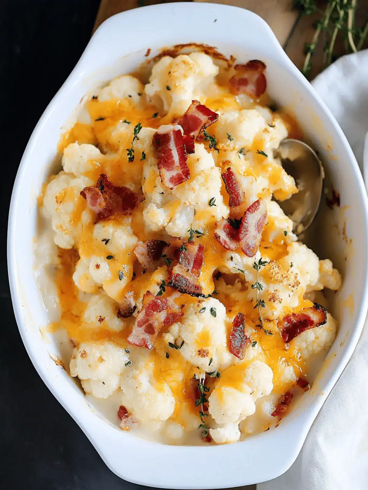 Cheesy Cauliflower with Bacon