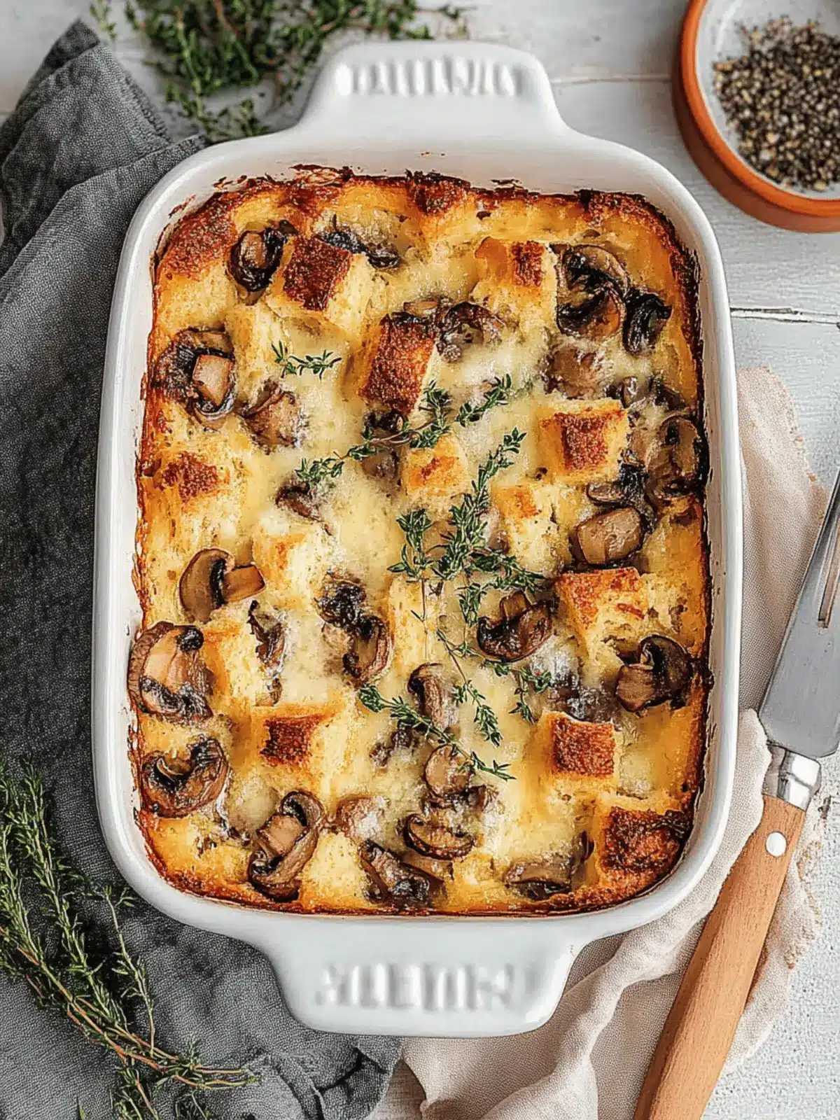 Bread Pudding with Mushrooms and Gruyere