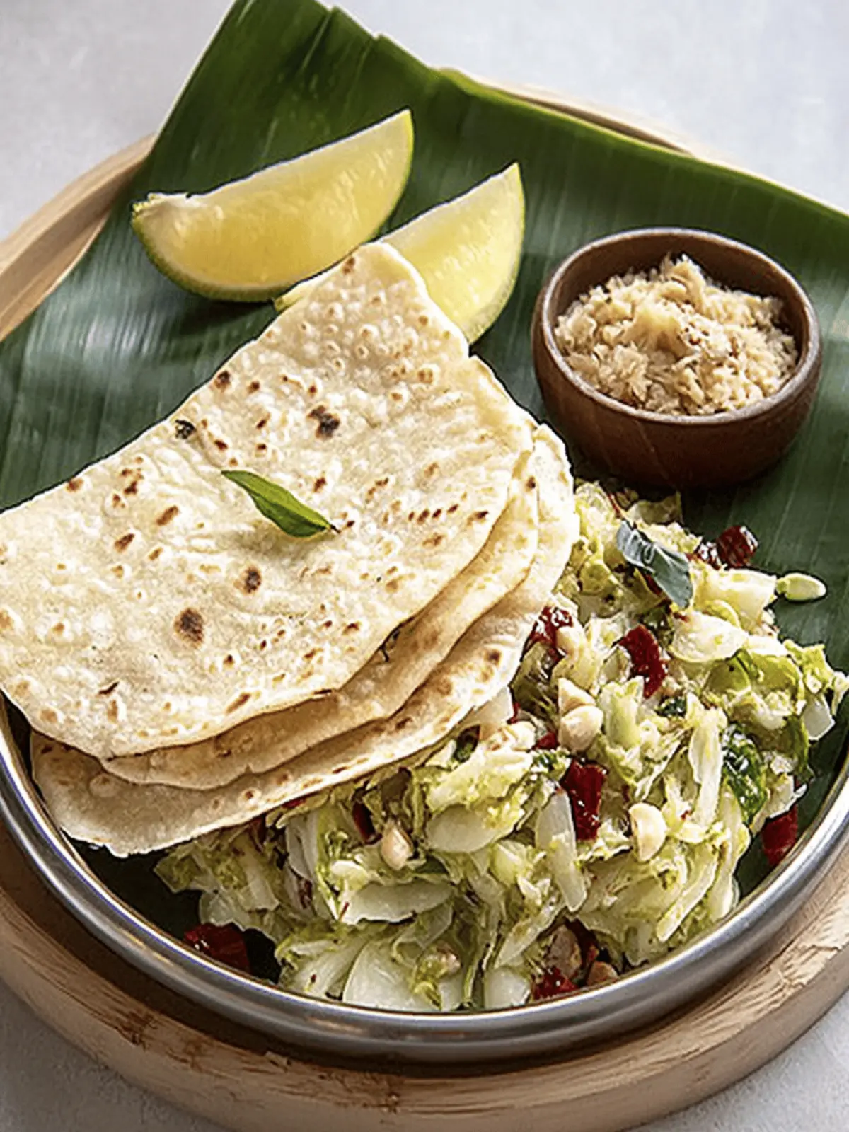 Chapati with Stir Fried Coconut Cabbage