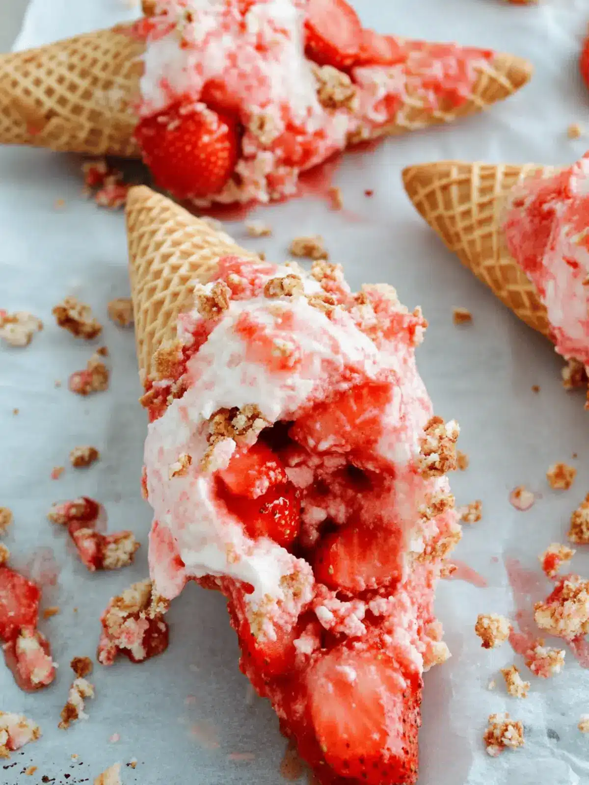 Delicious Strawberry Crunch Cheesecake Cones You’ll Adore 5 Strawberry Crunch Cheesecake Cones