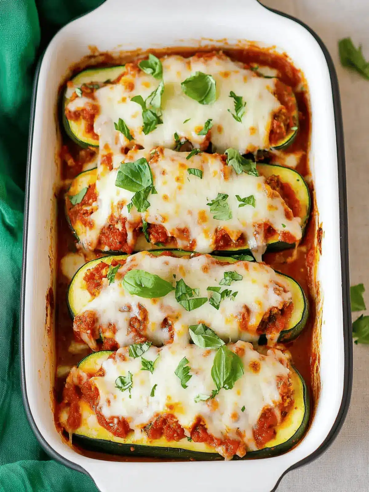Lasagna Stuffed Zucchini Boats