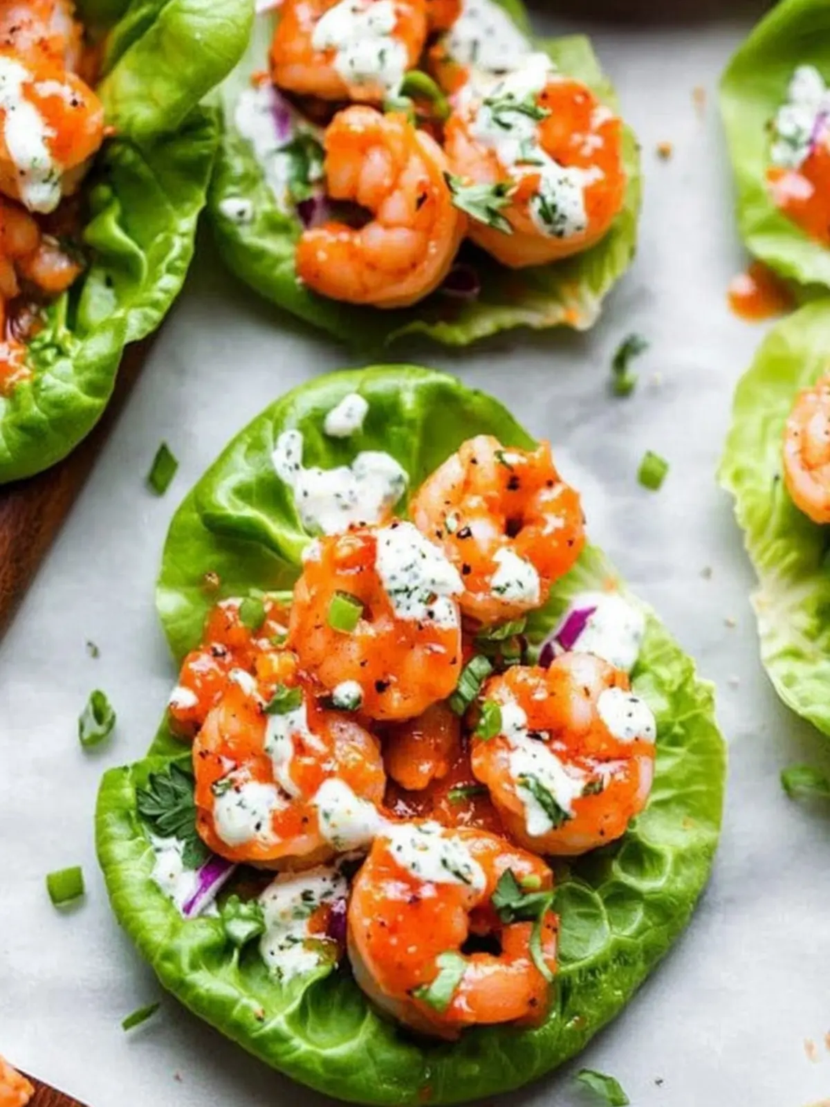 Buffalo Shrimp Lettuce Wraps