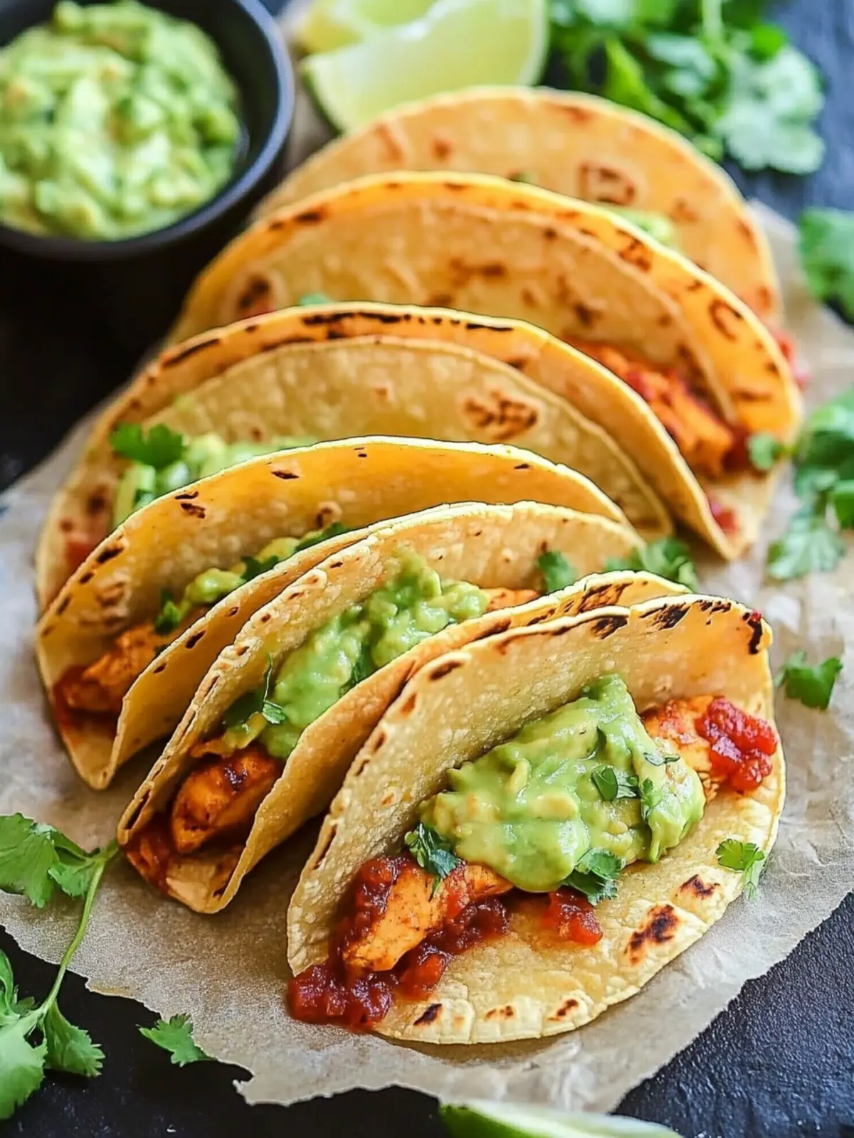 Flavor-Packed Chicken Tacos with Avocado Tomatillo Sauce 2 Chicken Tacos with Avocado Tomatillo Sauce
