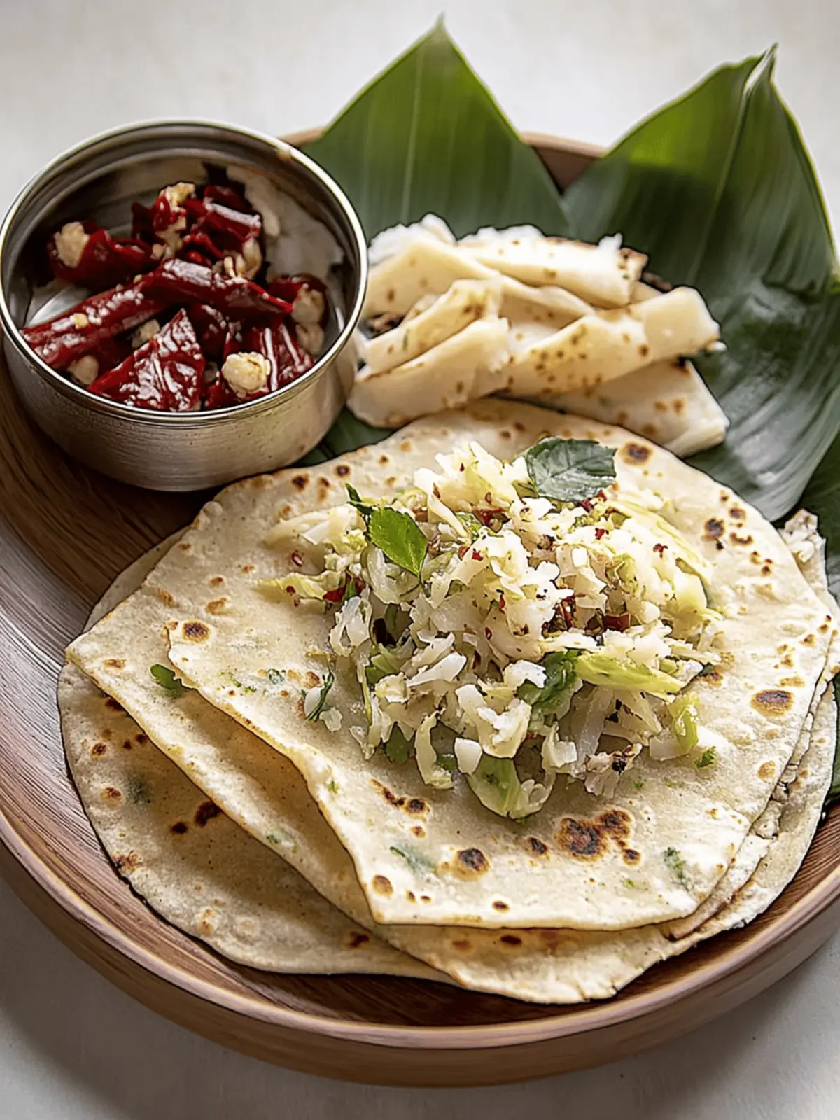 Chapati with Stir Fried Coconut Cabbage