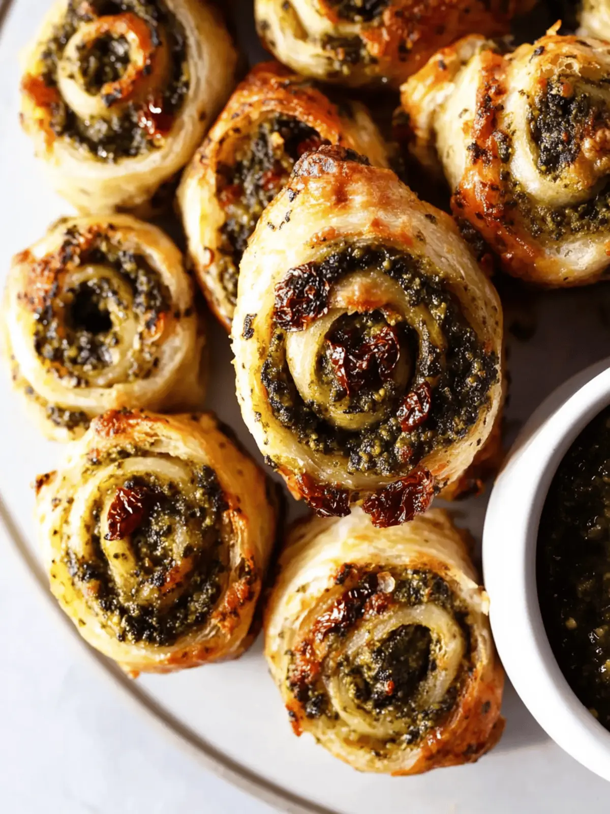 Pesto Pinwheels with Sun-dried Tomatoes
