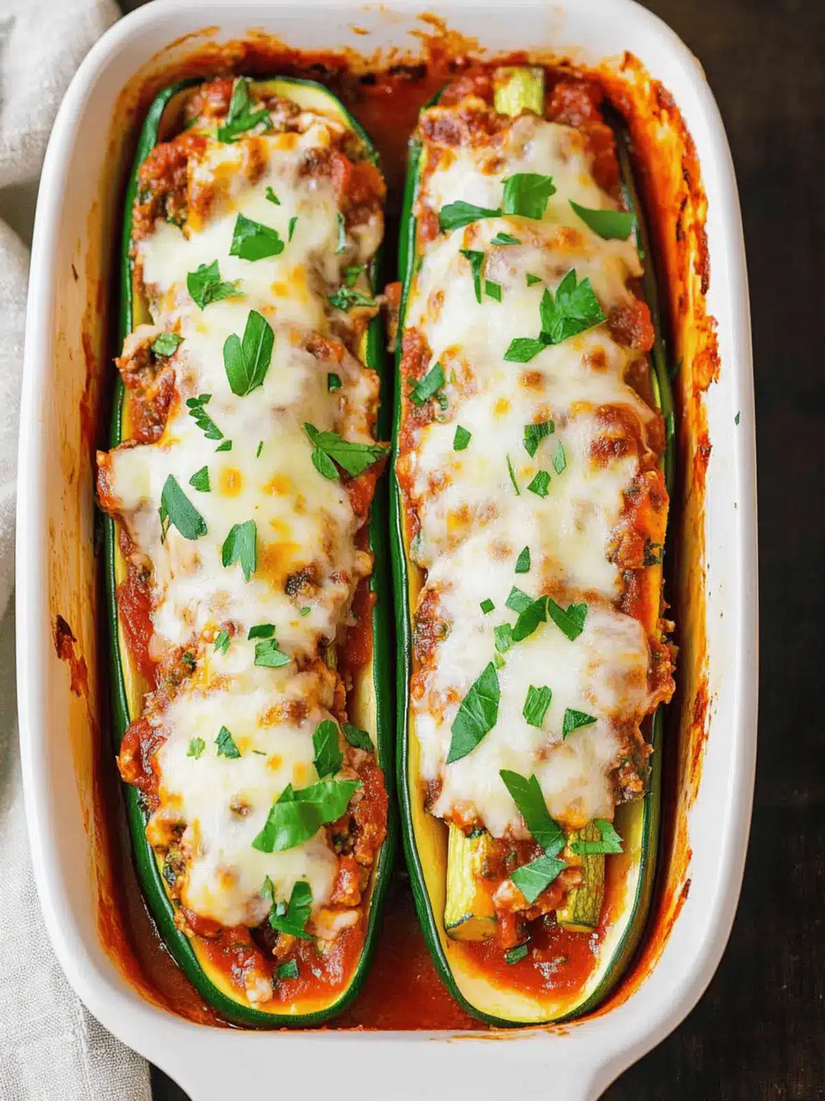 Lasagna Stuffed Zucchini Boats