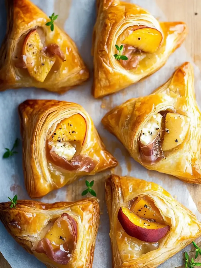 Peach Brie Prosciutto Puff Pastry