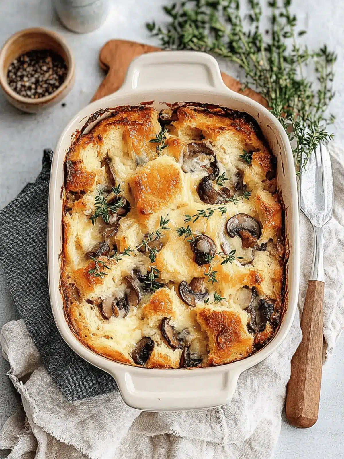 Bread Pudding with Mushrooms and Gruyere