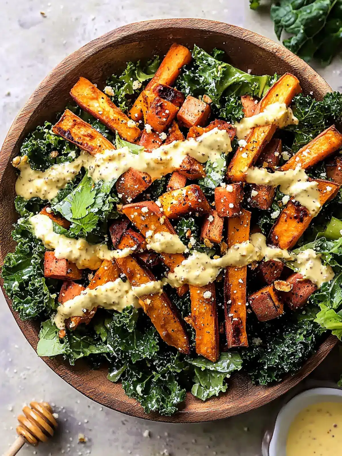 Delicious Sweet Potato Kale Salad with Creamy Honey Mustard Dressing 3 Sweet Potato Kale Salad with Creamy Honey Mustard Dressing