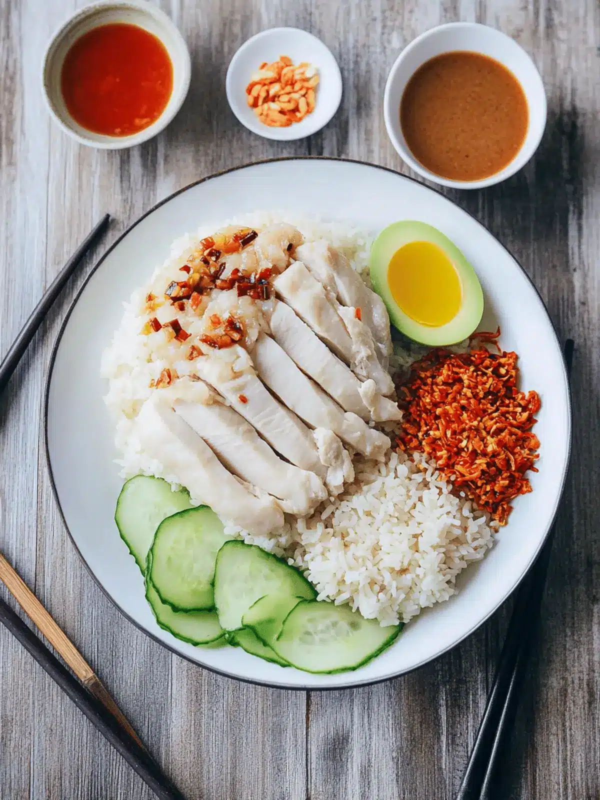 Irresistible Hainan Chicken Rice with Flavorful Sauces 5 Hainan Chicken Rice