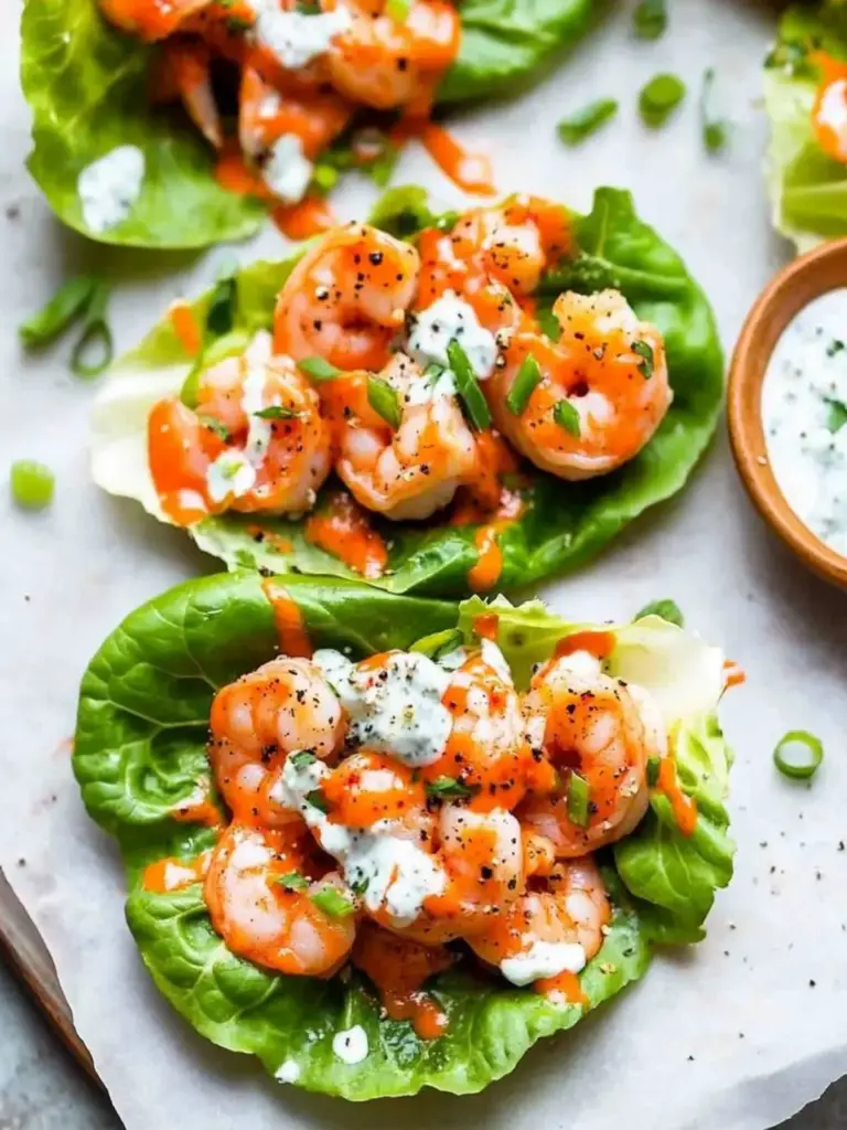 Buffalo Shrimp Lettuce Wraps
