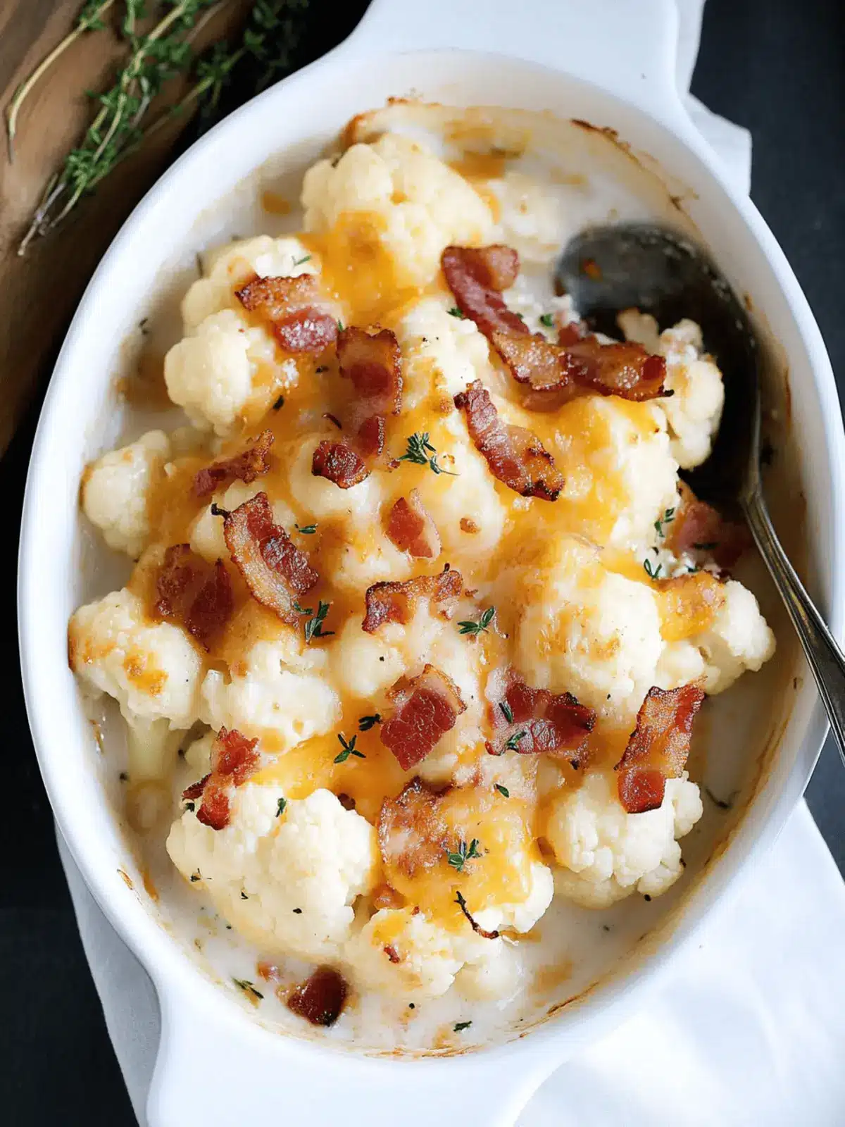Cheesy Cauliflower with Bacon