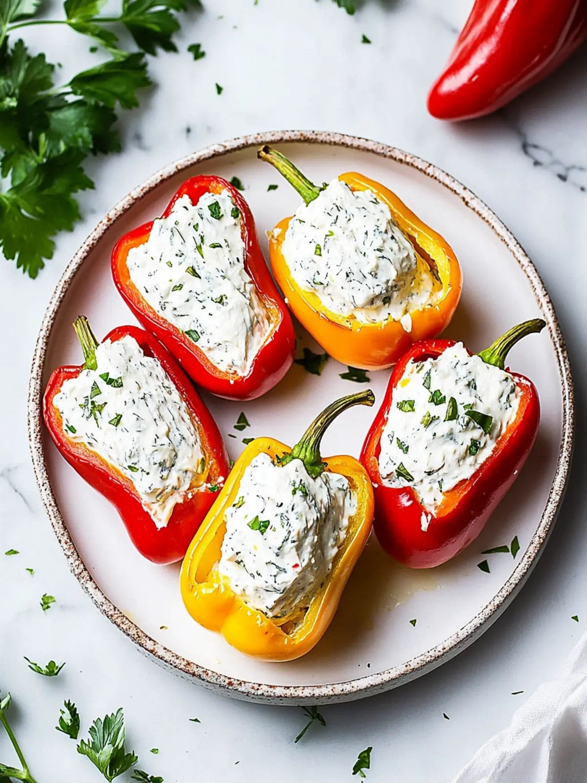 Everything Cream Cheese Stuffed Mini Peppers