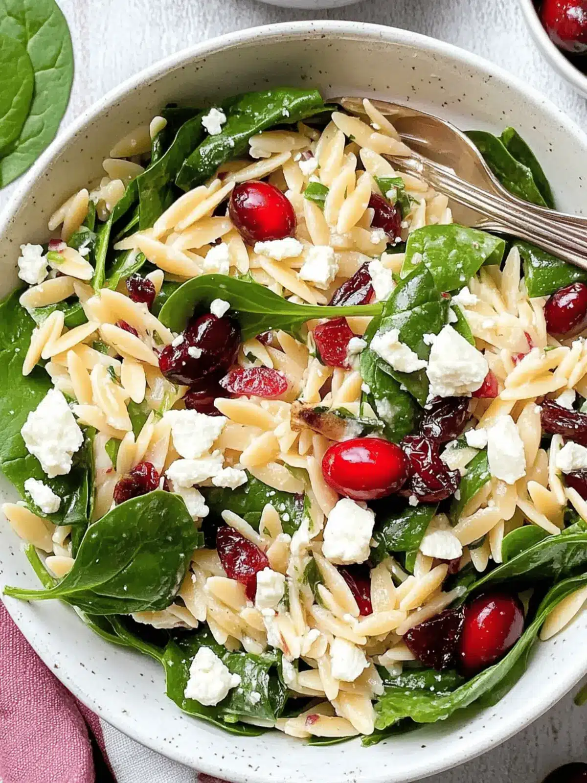 Cranberry Orzo Salad with Spinach and Feta Cheese