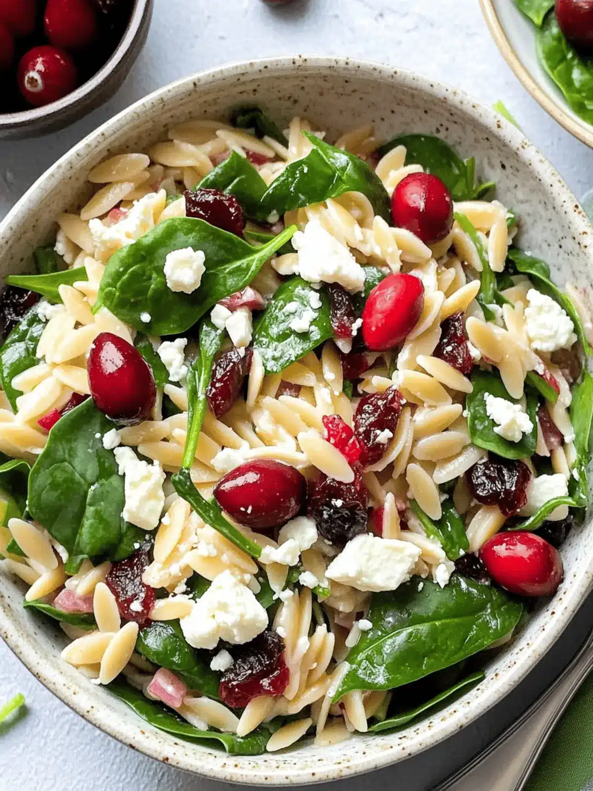 Cranberry Orzo Salad with Spinach and Feta Cheese