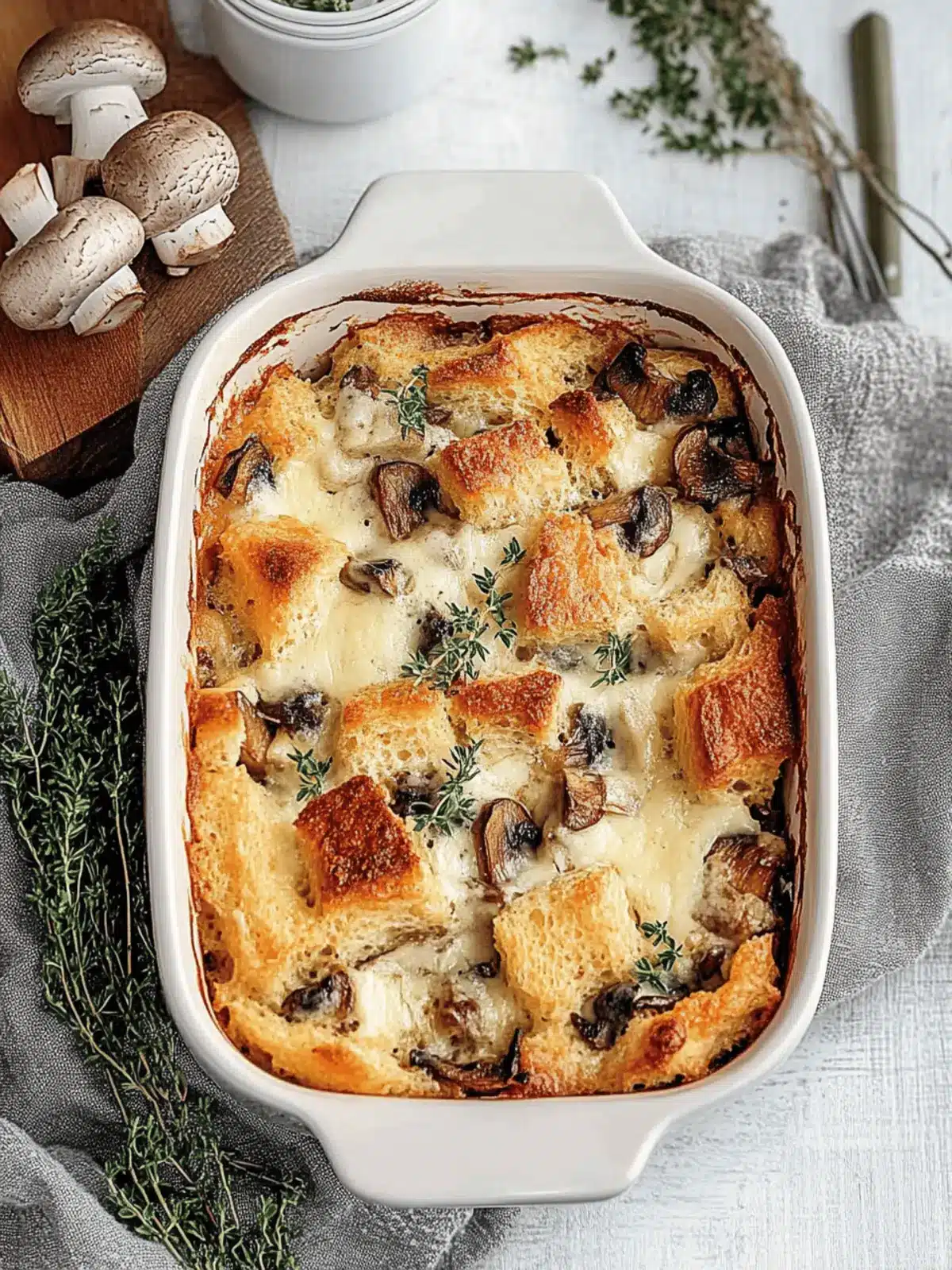 Bread Pudding with Mushrooms and Gruyere