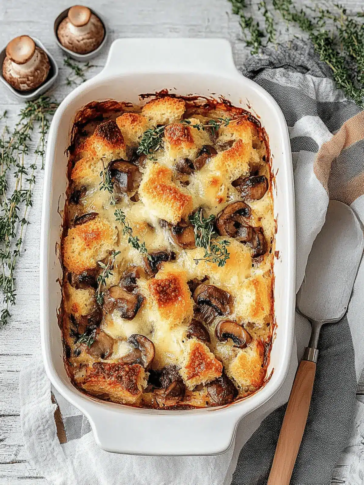 Bread Pudding with Mushrooms and Gruyere
