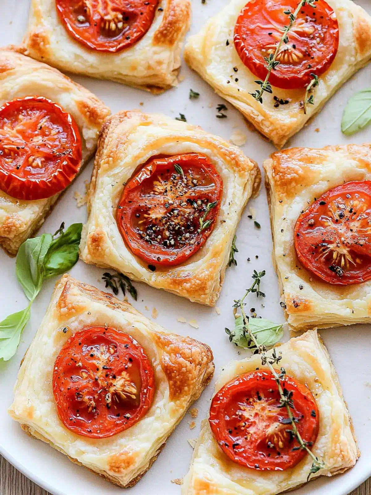 Baked Tomato Tarts with Puff Pastry