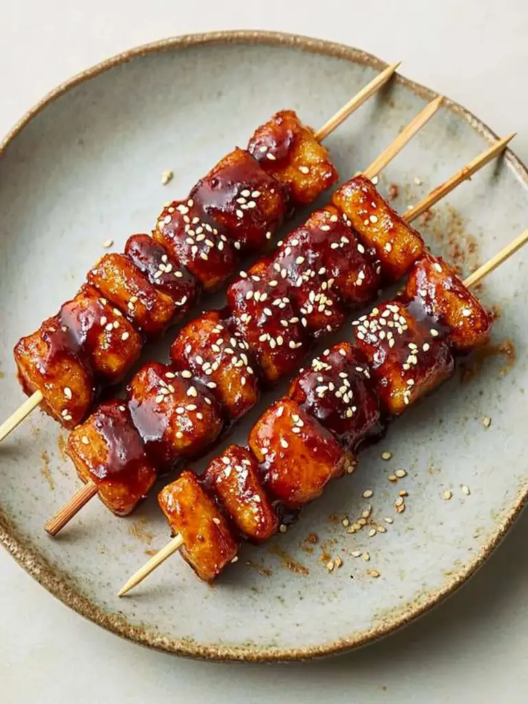 Korean Rice Cake and Sausage Skewer